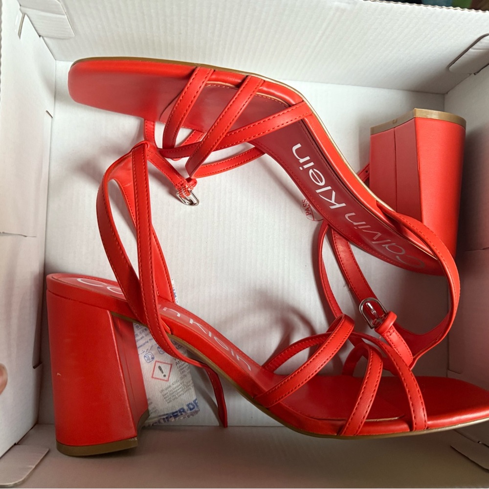 Calvin Klein Women's Bold Orange Block Heels